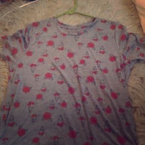 Buffalo skull and rose gray T-shirt